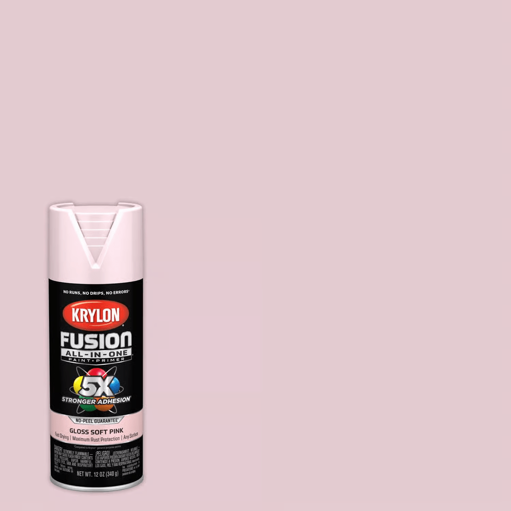 Krylon K02717007 Fusion All-in-One Spray Paint, Gloss Soft Pink, 12 oz.