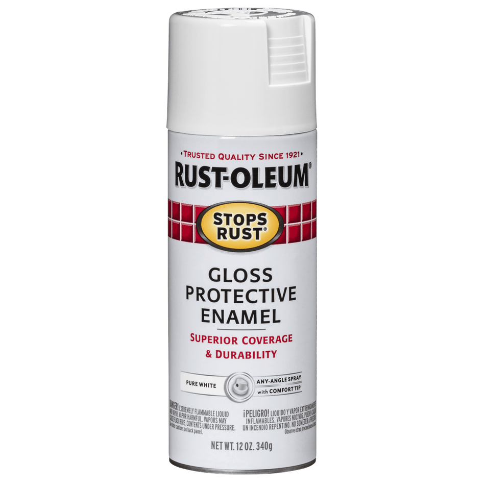Rust-Oleum Stops Rust 250702 Protective Enamel Spray, Gloss Pure White, 12 oz.