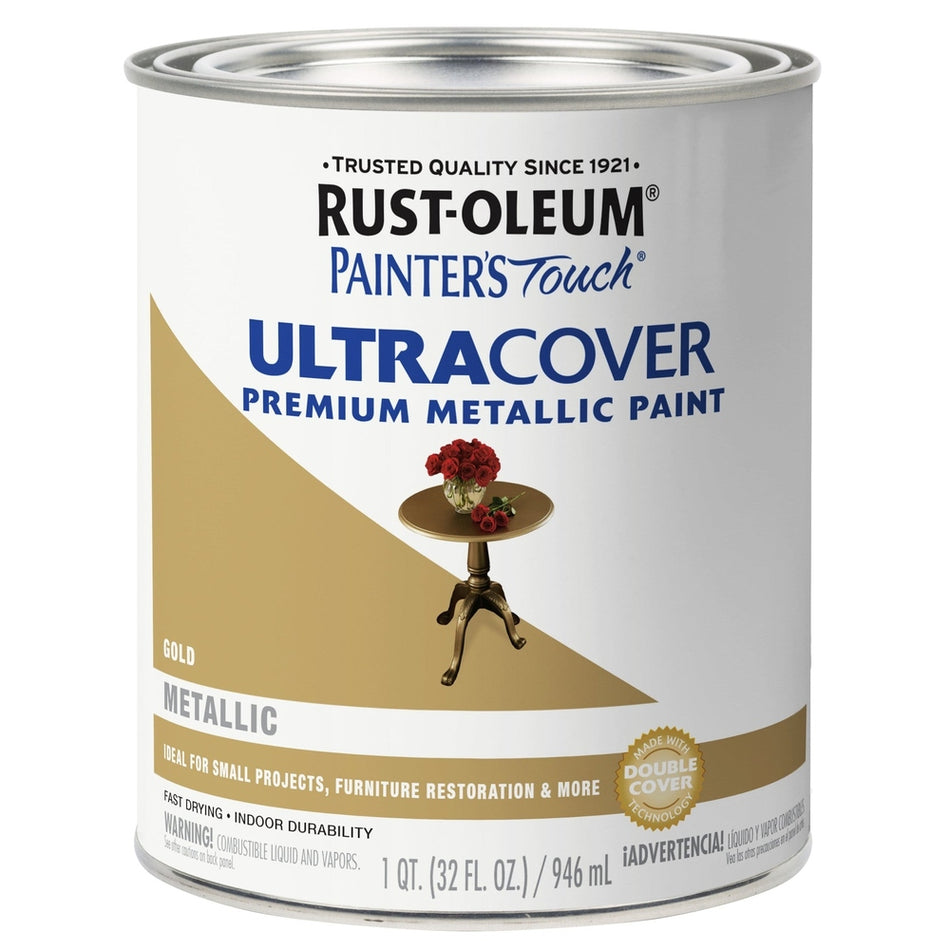 Rust-Oleum Painter’s Touch 254079 1 Quart Metallic Gold Ultra Cover Premium Metallic Paint