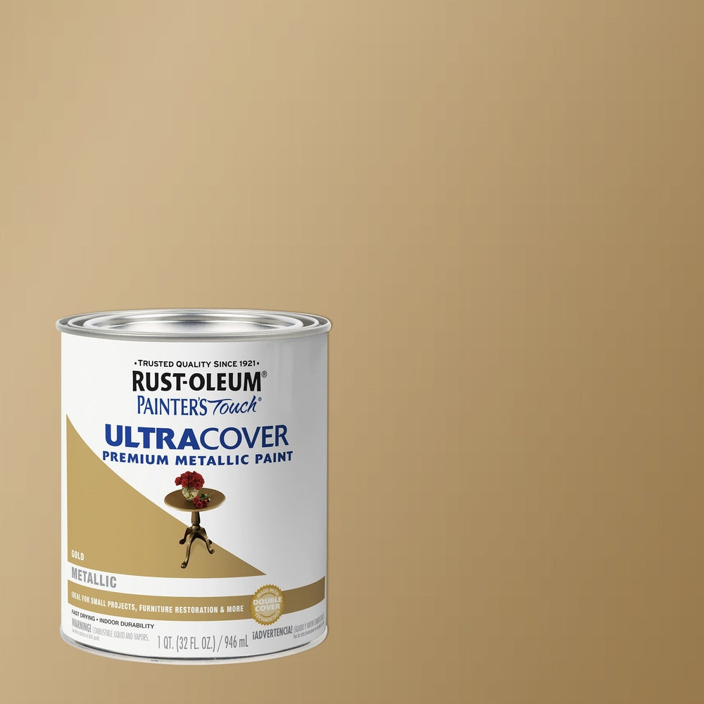 Rust-Oleum Painter’s Touch 254079 1 Quart Metallic Gold Ultra Cover Premium Metallic Paint