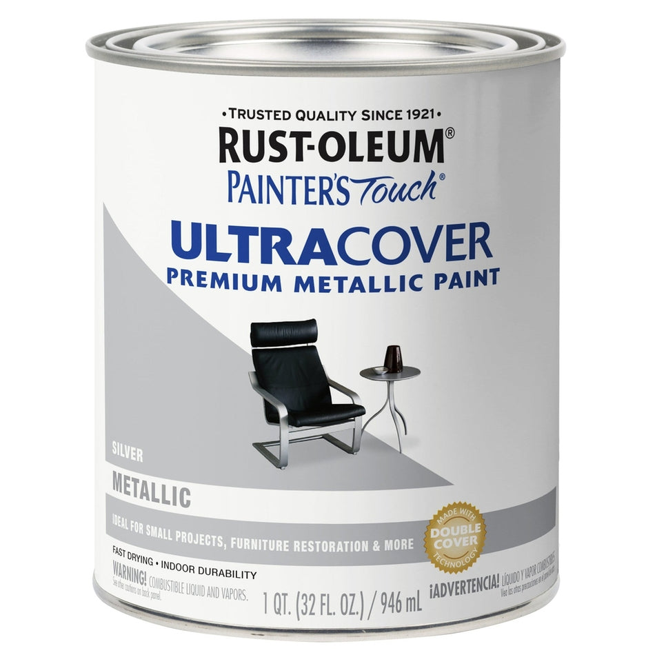 Rust-Oleum Painter’s Touch 254100 1 Quart Metallic Silver Ultra Cover Premium Metallic Paint