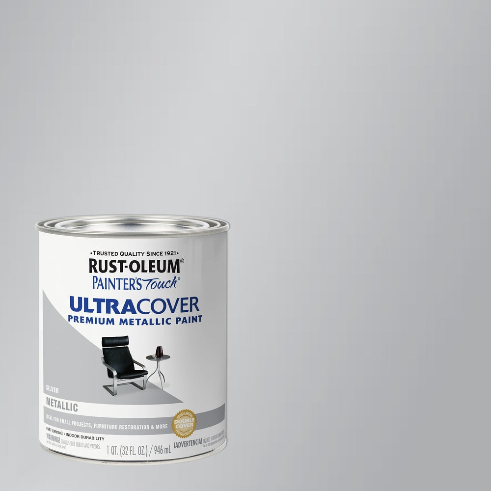 Rust-Oleum Painter’s Touch 254100 1 Quart Metallic Silver Ultra Cover Premium Metallic Paint