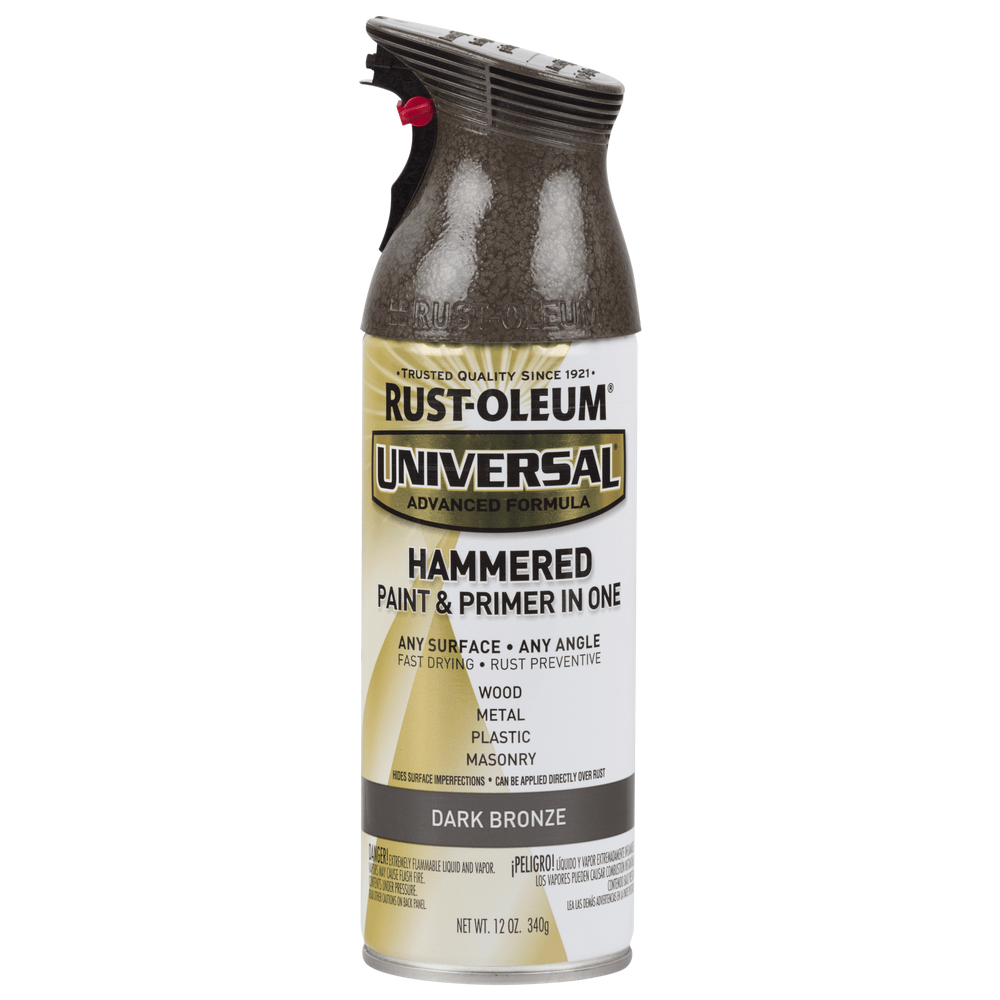 Rust-Oleum Universal 258199 Hammered Paint & Primer In One Spray, Dark Bronze, 12 oz.