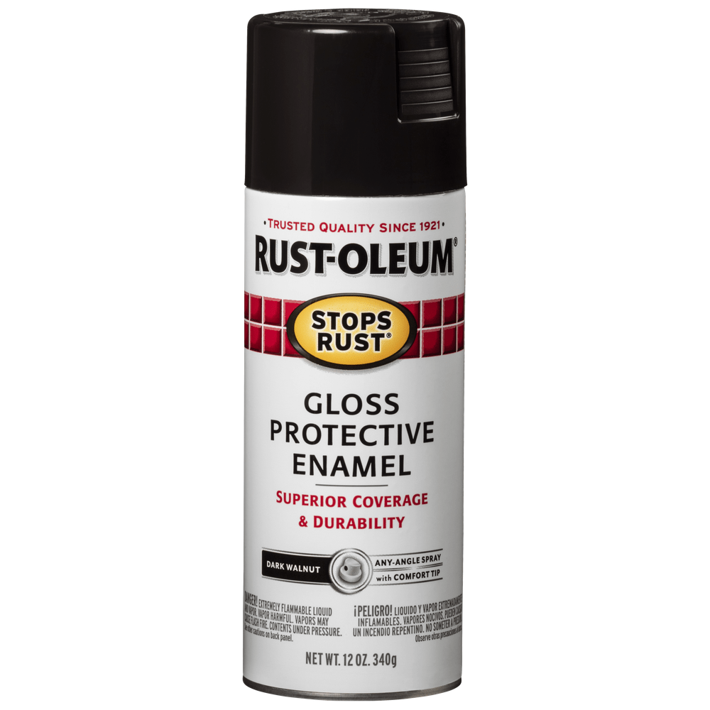 Rust-Oleum Stops Rust 262661 Protective Enamel Spray, Gloss Dark Walnut, 12 oz.
