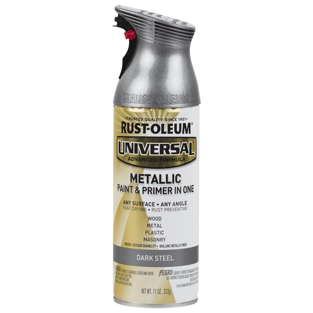 Rust-Oleum Universal 262662 Metallic Paint & Primer In One Spray, Dark Steel, 11 oz.