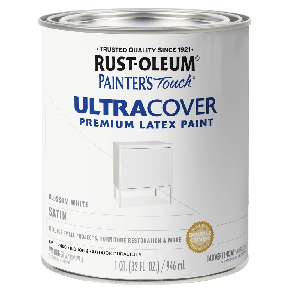 Rust-Oleum Painter's Touch 267330 1 Quart Satin Blossom White Ultra Cover Premium Latex Paint