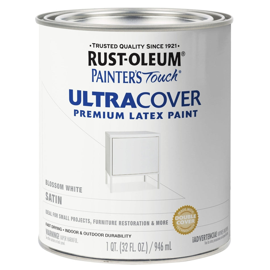 Rust-Oleum Painter's Touch 267330 1 Quart Satin Blossom White Ultra Cover Premium Latex Paint