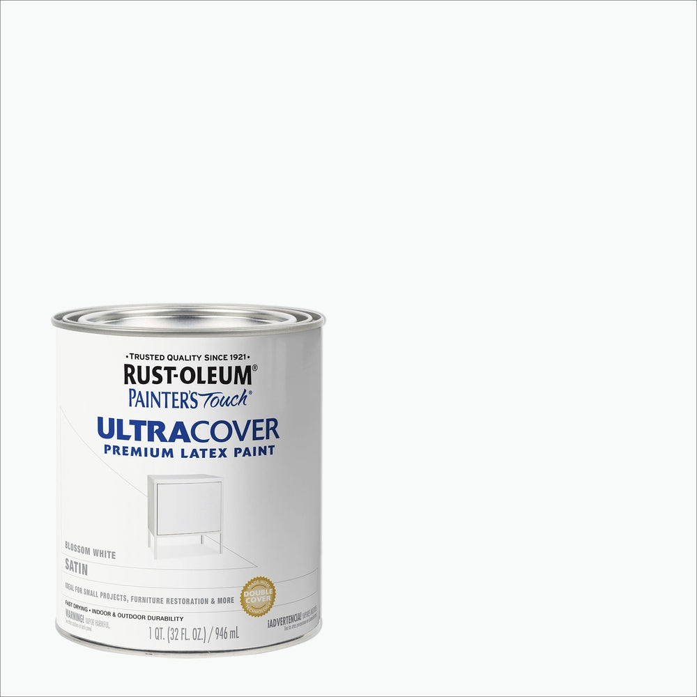 Rust-Oleum Painter's Touch 267330 1 Quart Satin Blossom White Ultra Cover Premium Latex Paint