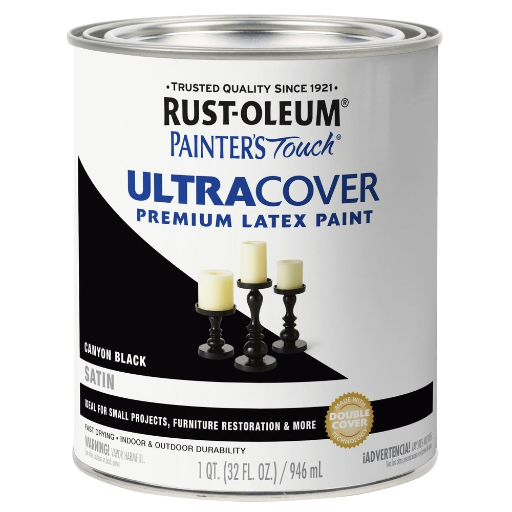 Rust-Oleum Painter's Touch 267332 1 Quart Satin Canyon Black Ultra Cover Premium Latex Paint