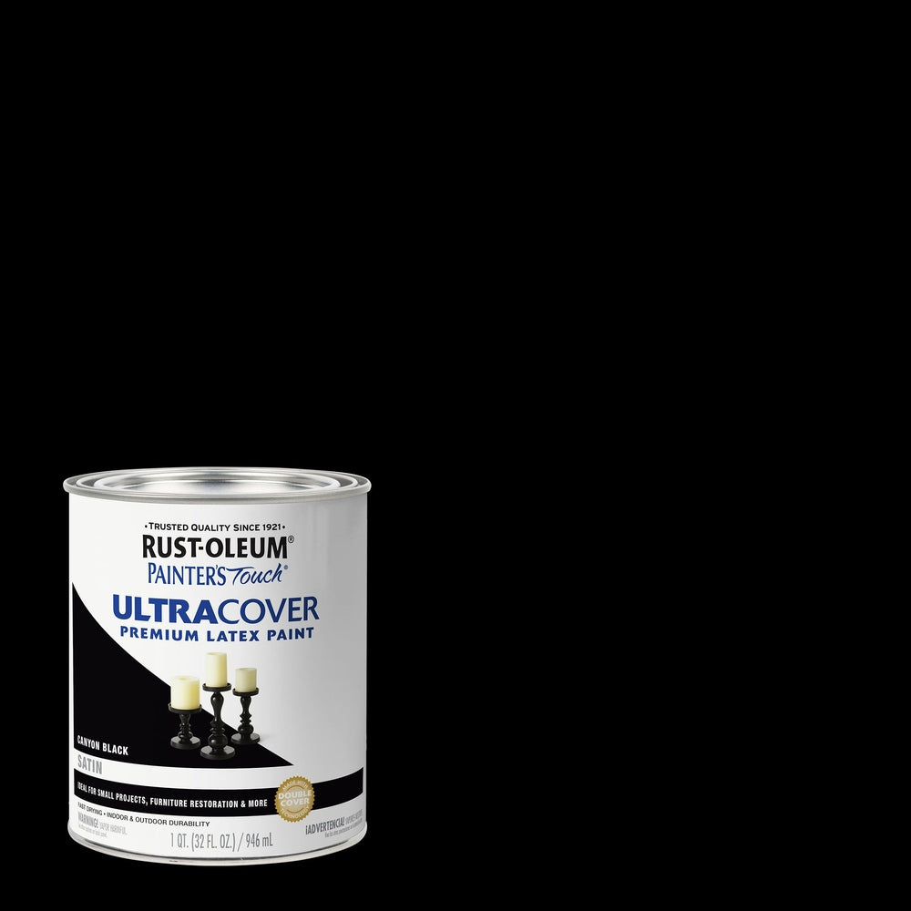 Rust-Oleum Painter's Touch 267332 1 Quart Satin Canyon Black Ultra Cover Premium Latex Paint