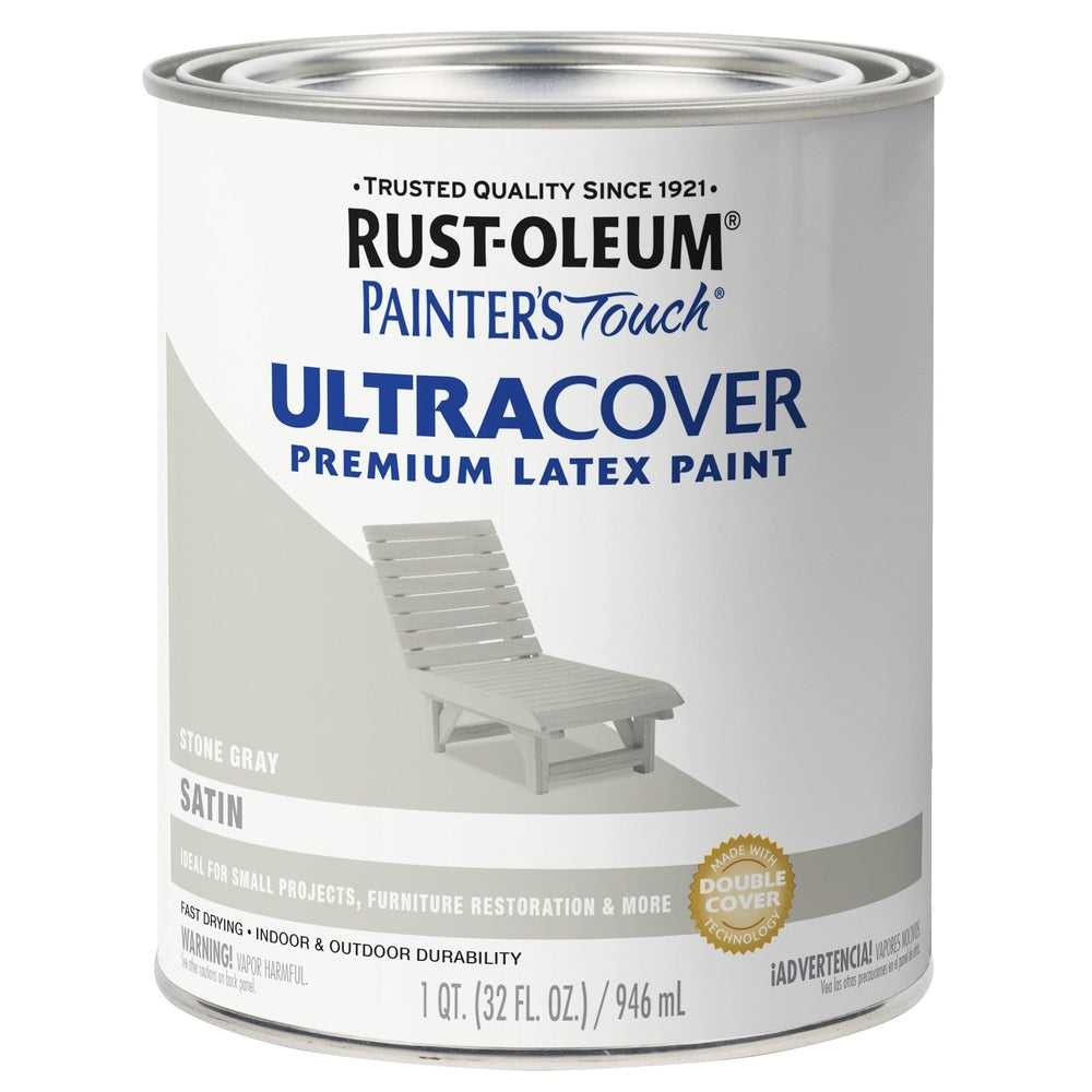 Rust-Oleum Painter's Touch 267335 1 Quart Satin Stone Gray Ultra Cover Premium Latex Paint