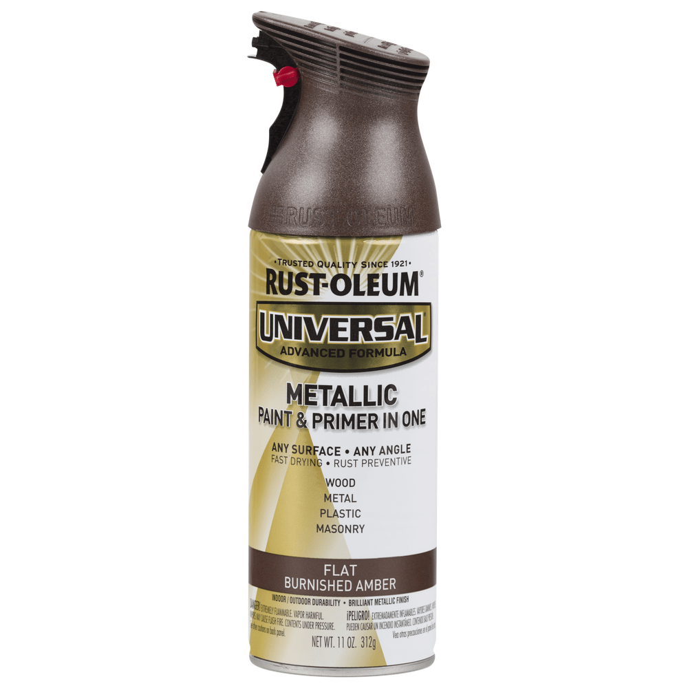 Rust-Oleum Universal 271472 Metallic Paint & Primer In One Spray, Flat Burnished Amber, 11 oz.