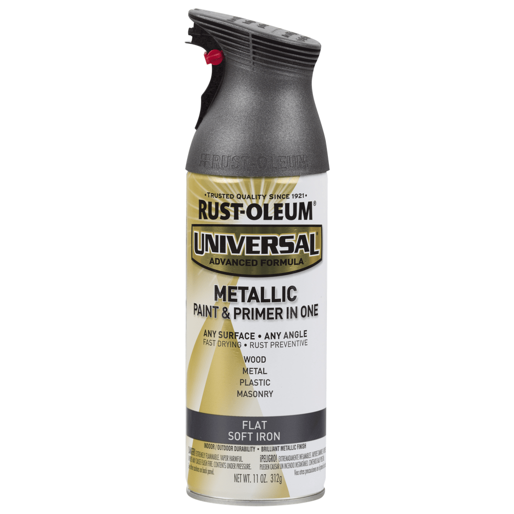 Rust-Oleum Universal 271473 Metallic Paint & Primer In One Spray, Flat Soft Iron, 11 oz.