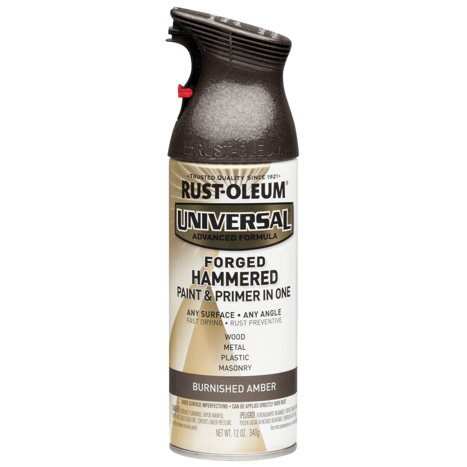 Rust-Oleum Universal 271480 Forged Hammered Paint & Primer In One Spray, Burnished Amber, 12 oz.