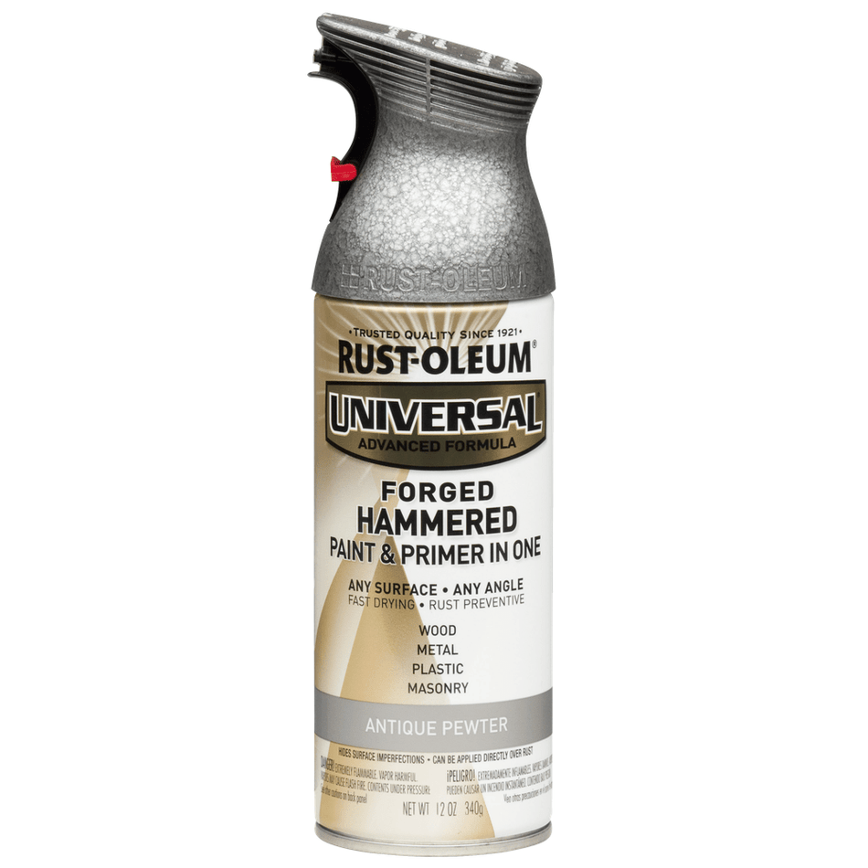 Rust-Oleum Universal 271481 Forged Hammered Paint & Primer In One Spray, Antique Pewter, 12 oz.