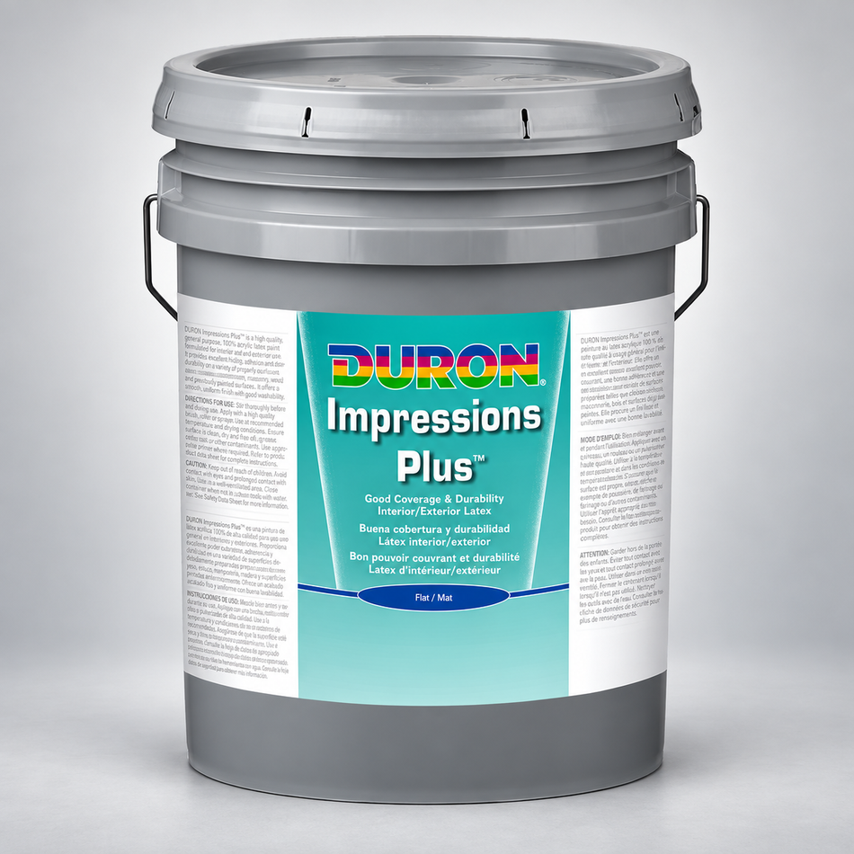 Duron Impressions Plus Interior-Exterior Latex Paint Flat White Base 5 Gallon