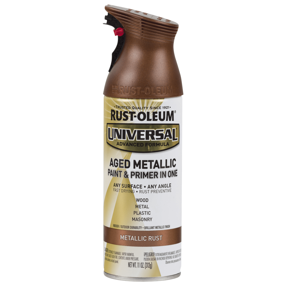 Rust-Oleum Universal 285072 Aged Metallic Paint & Primer In One Spray, Metallic Rust, 11 oz.