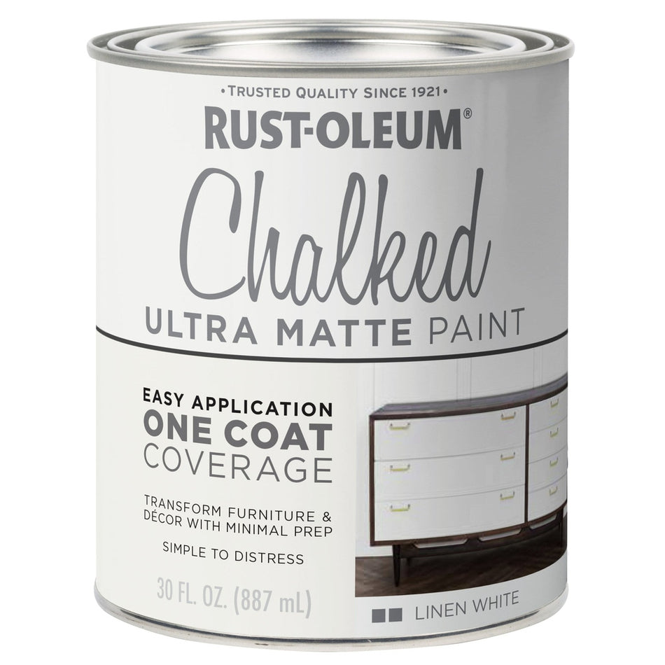 Rust-Oleum Chalked 285140 Ultra Matte Paint, Linen White, 30 fl. oz.