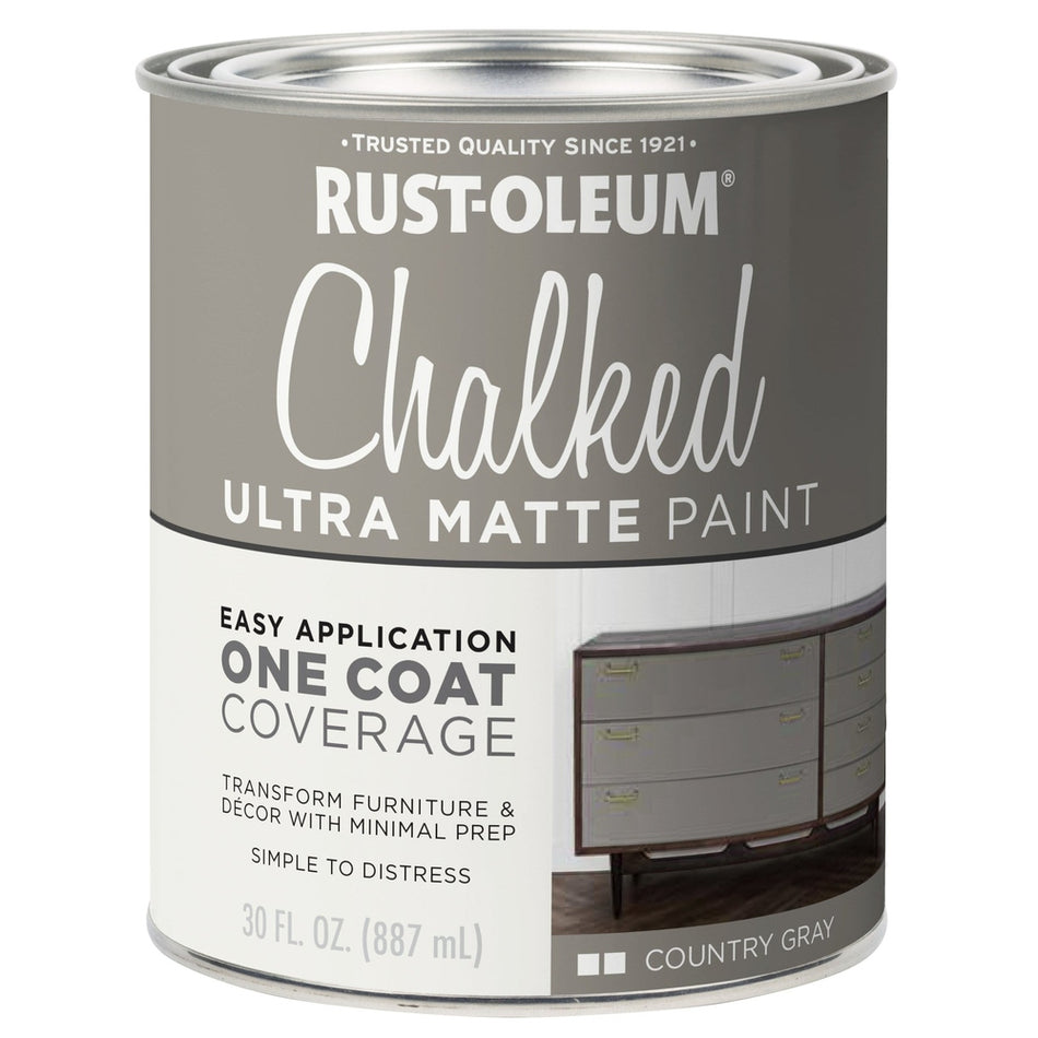 Rust-Oleum Chalked 285141 Ultra Matte Paint, Country Gray, 30 fl. oz.
