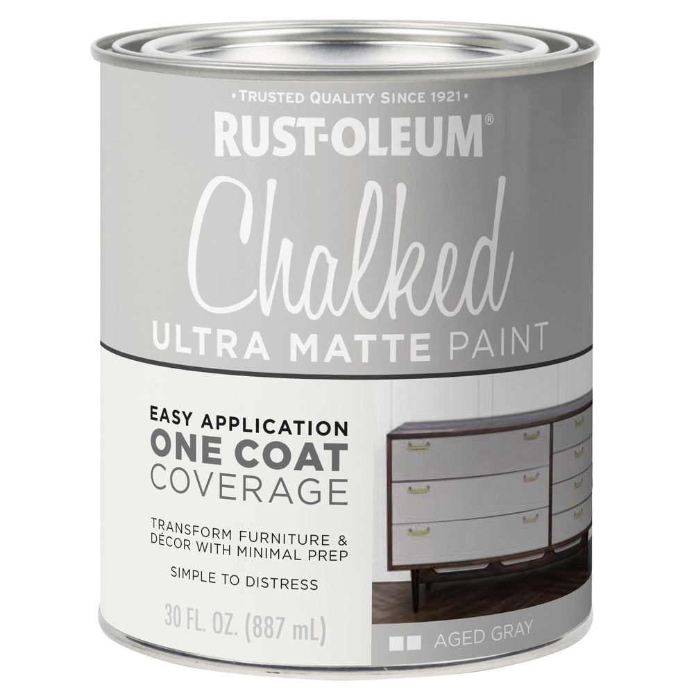 Rust-Oleum Chalked 285143 Ultra Matte Paint, Aged Gray, 30 fl. oz.