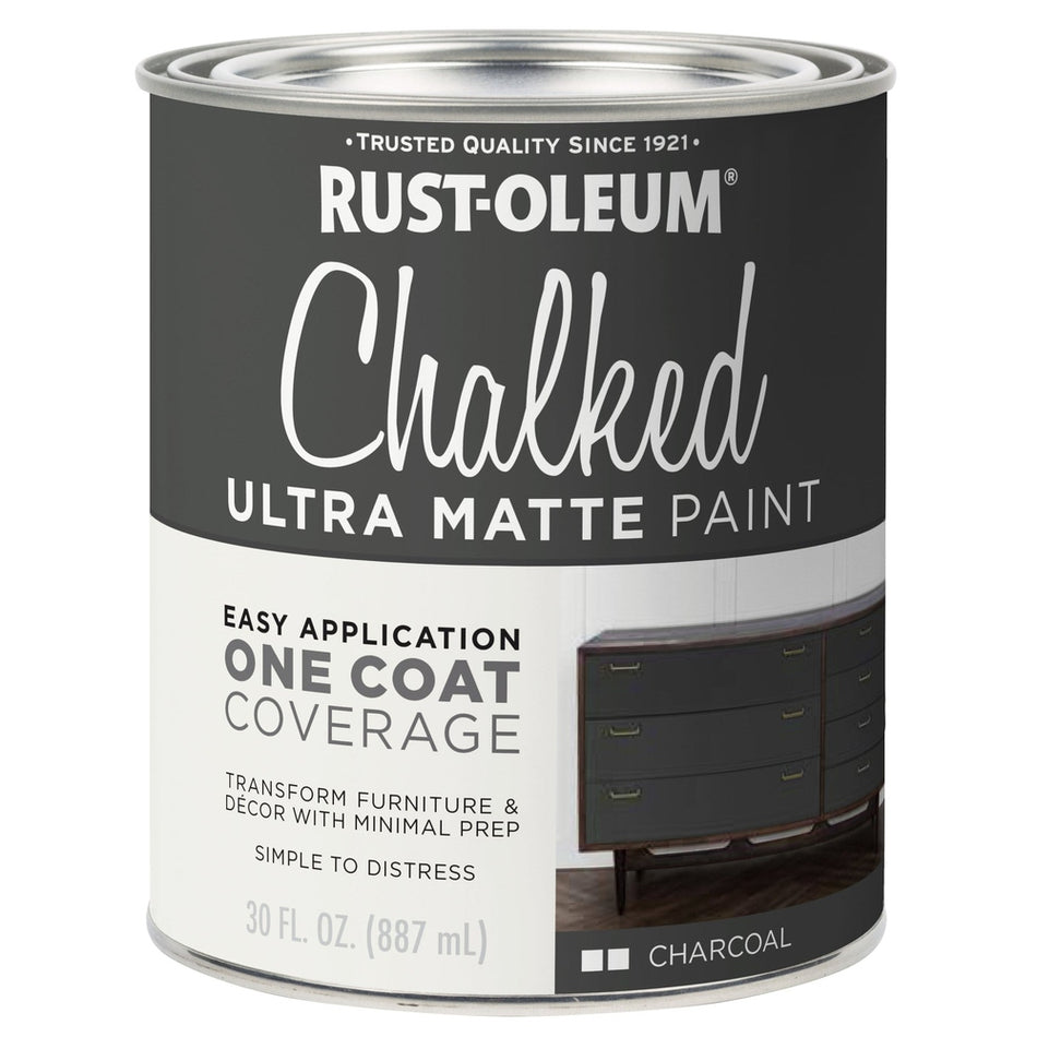 Rust-Oleum Chalked 285144 Ultra Matte Paint, Charcoal, 30 fl. oz.