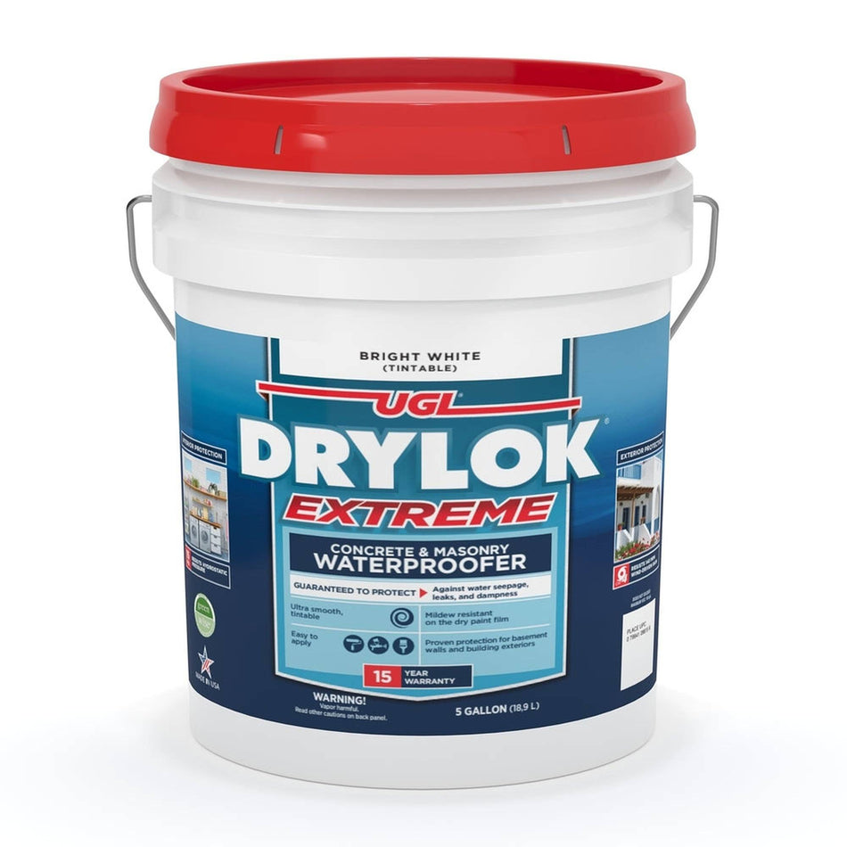 Sika 831987 Drylok Extreme Concrete & Masonry Waterproofer, Bright White (Tintable), 5 Gallons