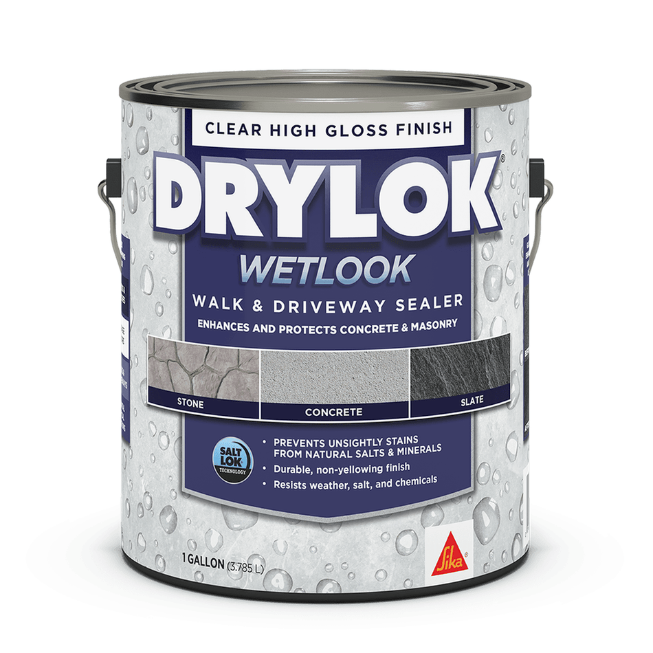 Sika 832423 Drylok Wetlook Walk & Driveway Sealer, Clear High Gloss Finish, 1 Gallon