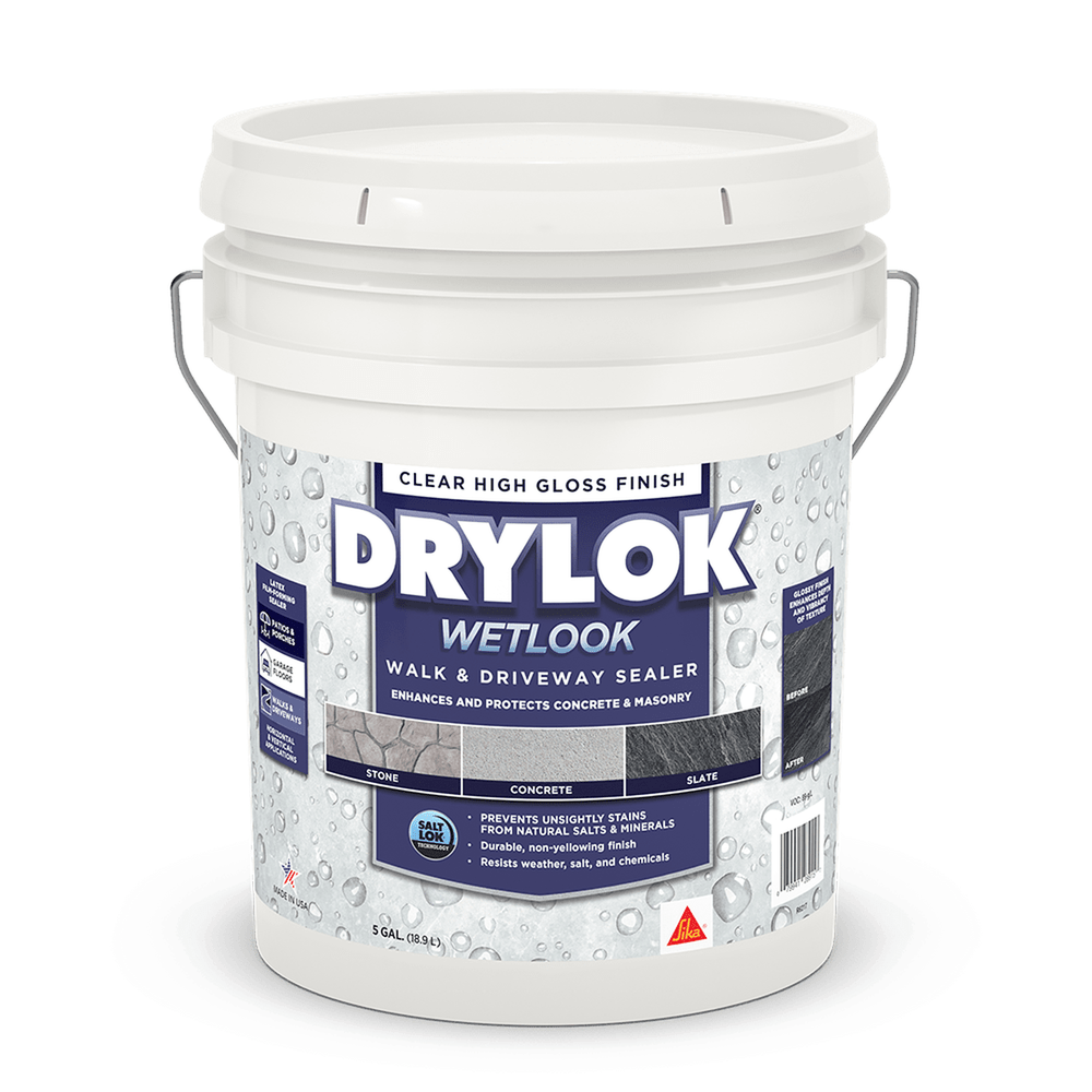 Sika 832425 Drylok Wetlook Walk & Driveway Sealer, Clear High Gloss Finish, 5 Gallons