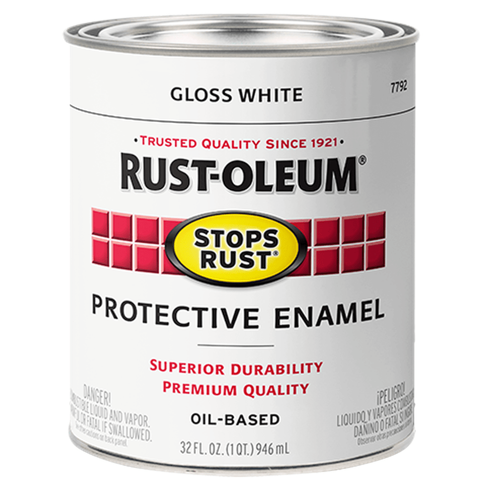 Rust-Oleum Stops Rust 7792502 Protective Enamel, Gloss White, 1 Quart