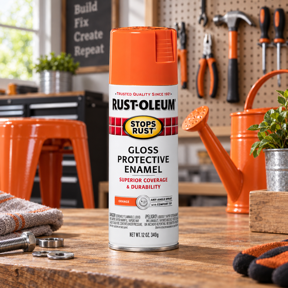 Rust-Oleum Stops Rust Protective Enamel Spray Paint – Gloss Orange – 12 oz.