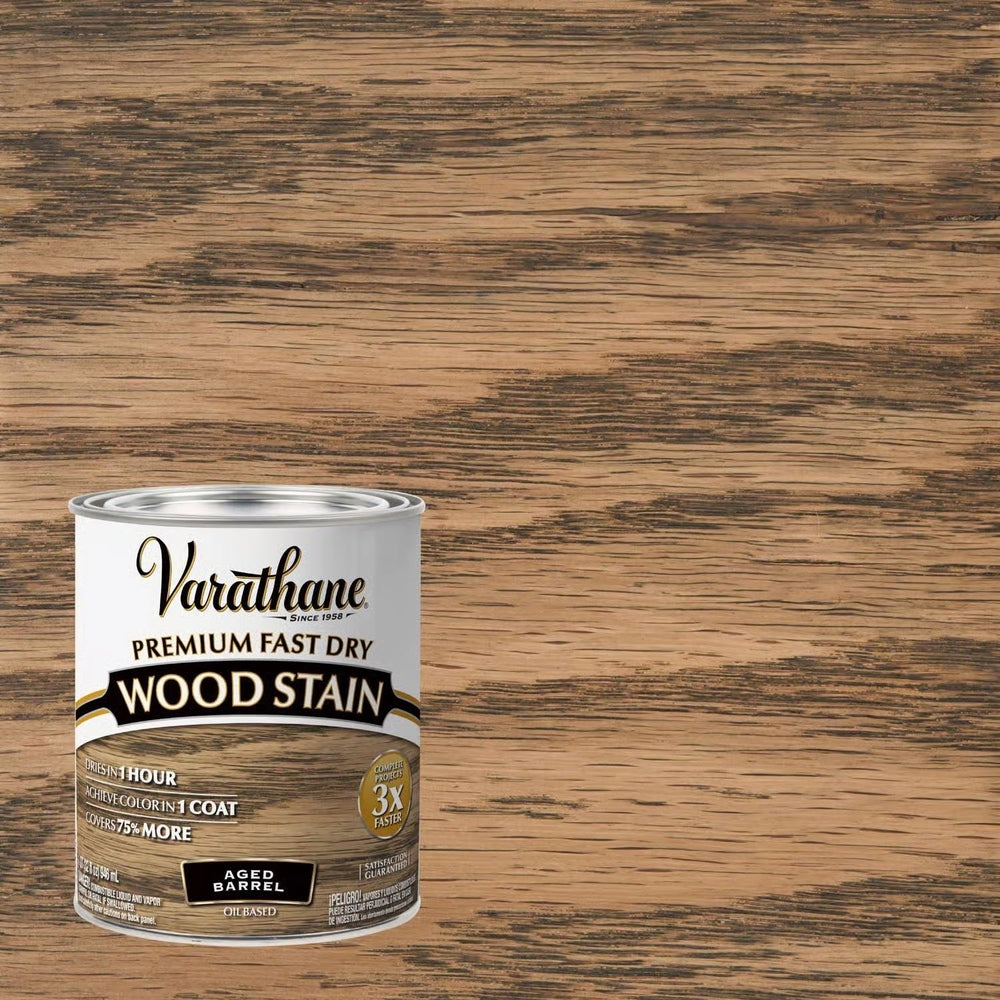 Rust-Oleum Varathane 357179 Premium Fast Dry Wood Stain, Aged Barrel, 1 Quart