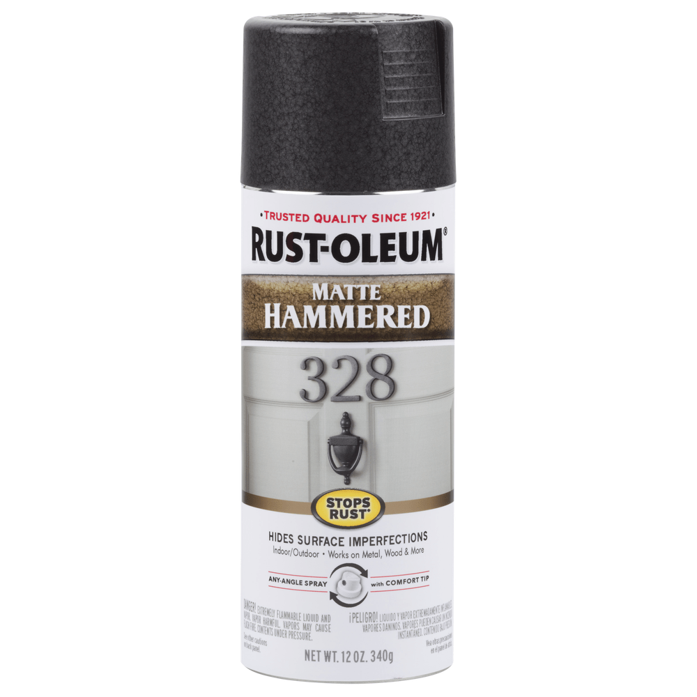 Rust-Oleum Stops Rust 300607 Hammered Spray, Matte Black, 12 oz.