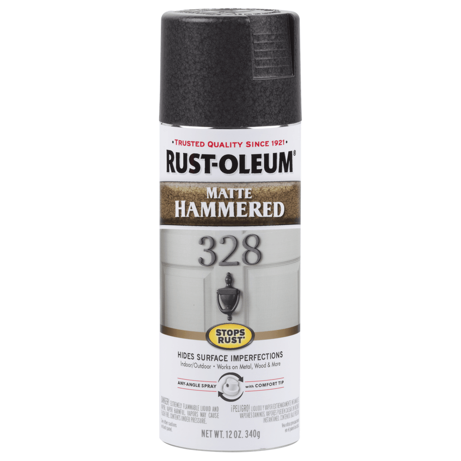 Rust-Oleum Stops Rust 300607 Hammered Spray, Matte Black, 12 oz.
