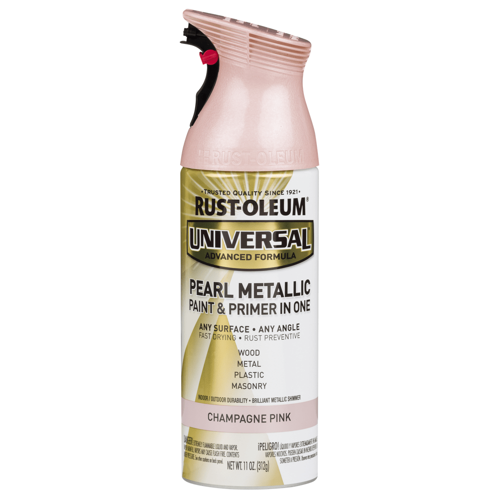 Rust-Oleum Universal 301537 Pearl Metallic Paint & Primer In One Spray, Champagne Pink, 11 oz.