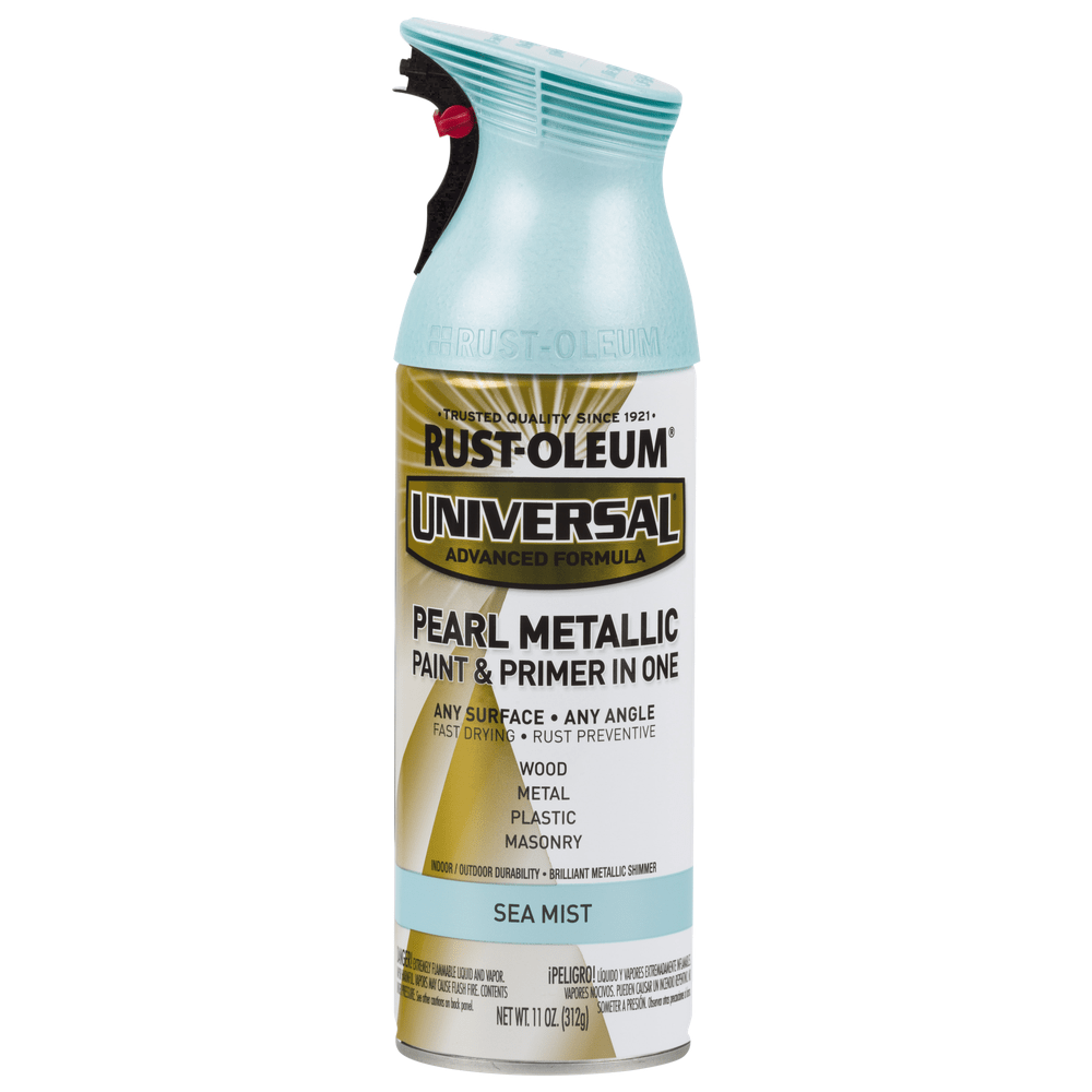 Rust-Oleum Universal 301551 Pearl Metallic Paint & Primer In One Spray, Sea Mist, 11 oz.