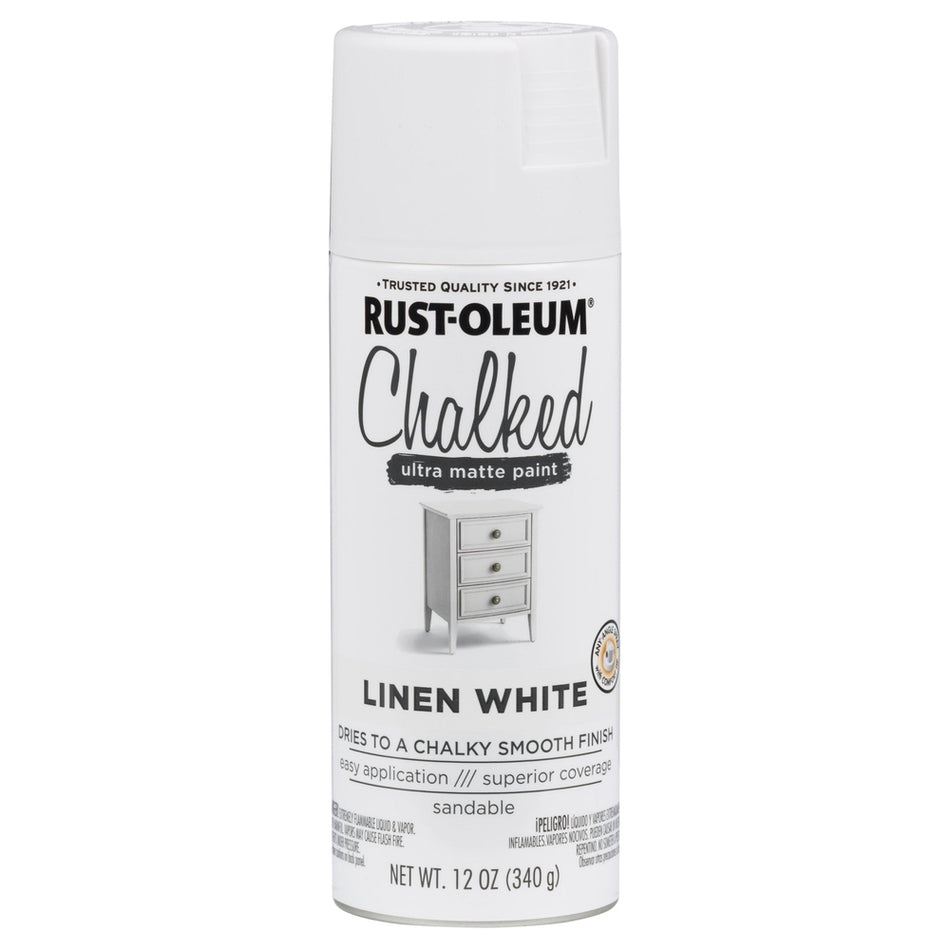 Rust-Oleum Chalked 302591 Ultra Matte Paint, Linen White, 12 oz.