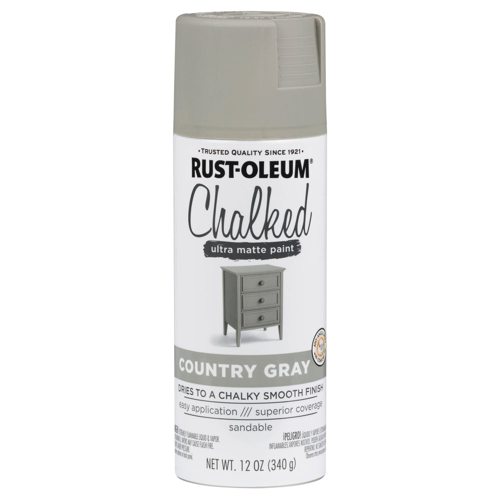 Rust-Oleum Chalked 302593 Ultra Matte Paint, Country Gray, 12 oz.