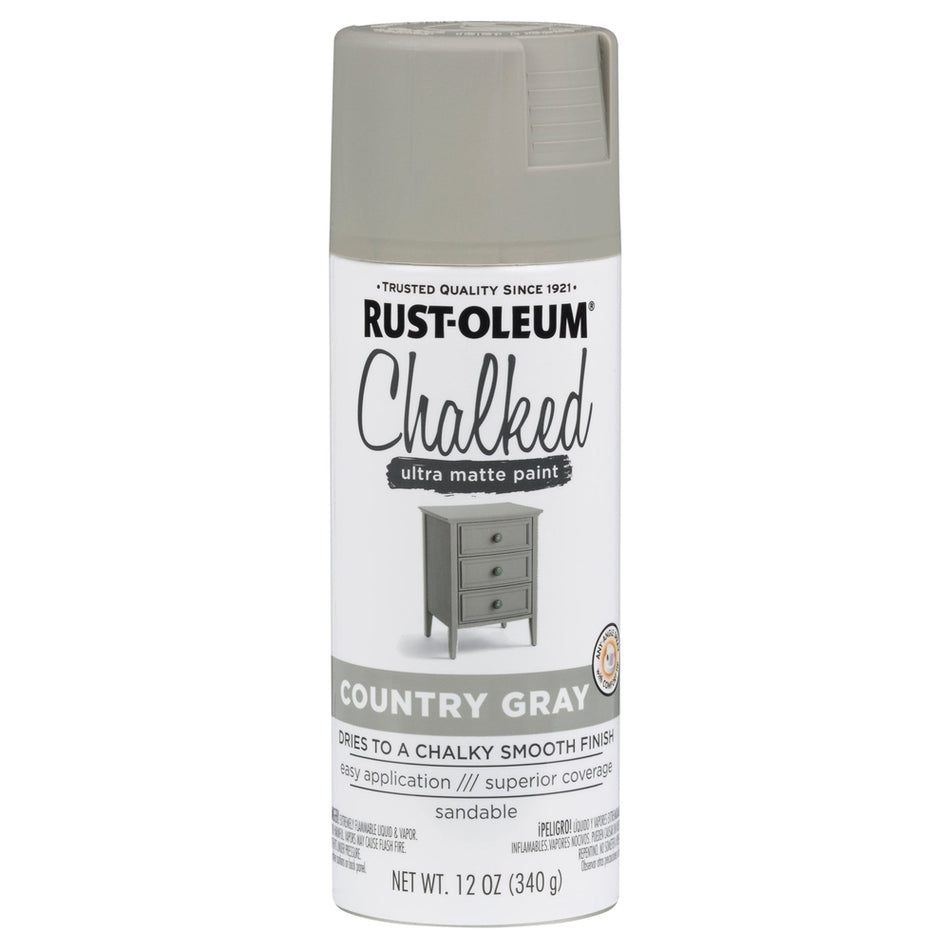 Rust-Oleum Chalked 302593 Ultra Matte Paint, Country Gray, 12 oz.