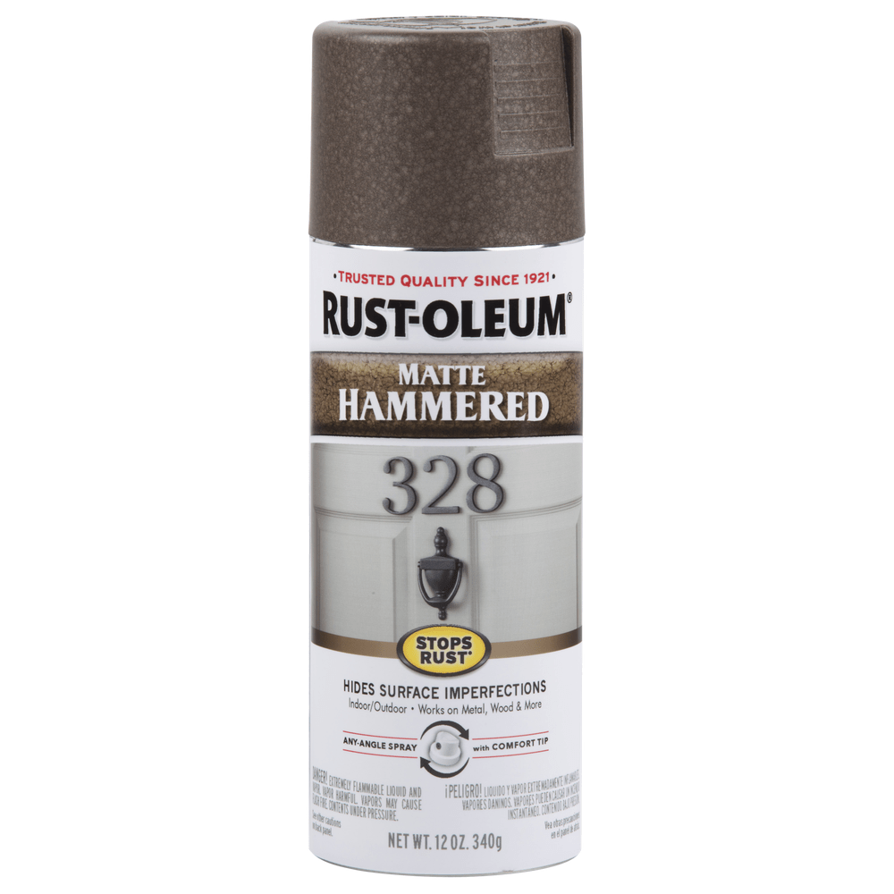 Rust-Oleum Stops Rust 314418 Hammered Spray, Matte Brown, 12 oz.