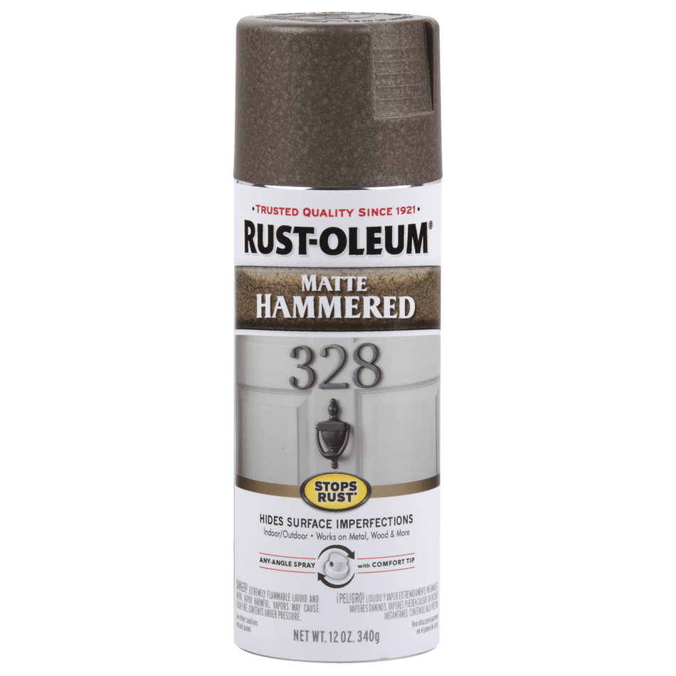 Rust-Oleum Stops Rust 314418 Hammered Spray, Matte Brown, 12 oz.
