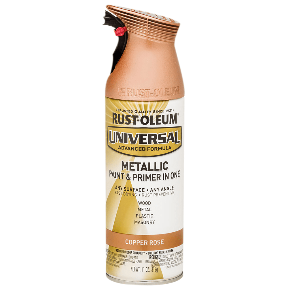 Rust-Oleum Universal 314559 Metallic Paint & Primer In One Spray, Copper Rose, 11 oz.