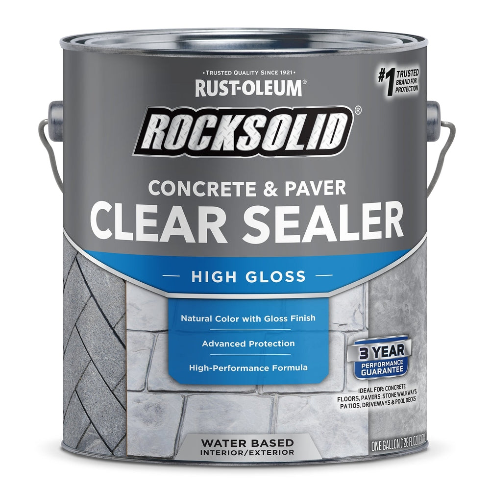 Rust-Oleum RockSolid 317927 Concrete & Paver Clear Sealer, High Gloss, 1 Gallon