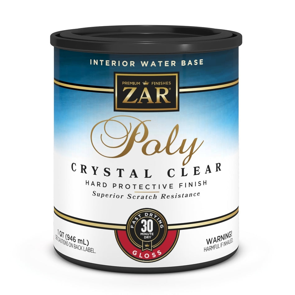 Sika 832671 Zar Interior Water Base Poly Crystal Clear, One Quart, Clear Gloss