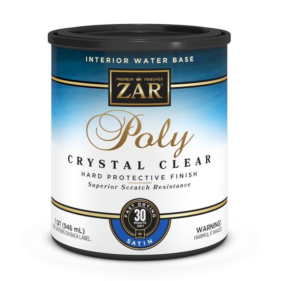 Sika 832673 Zar Interior Water Base Poly Crystal Clear, One Quart, Clear Satin