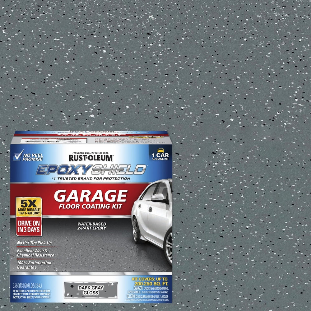Rust-Oleum EpoxyShield 327081 1 Car Garage Kit Gloss Dark Gray Water-Based 2-Part Epoxy Garage Floor Coating Kit