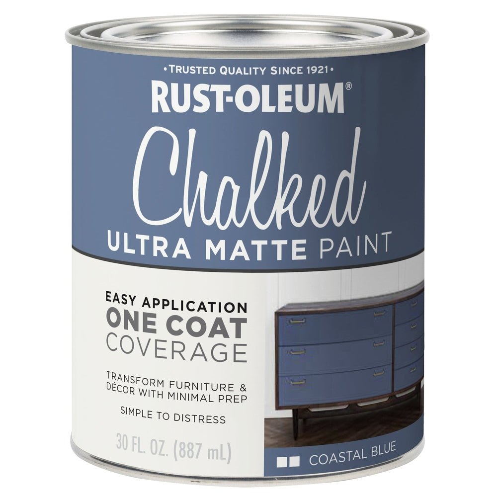 Rust-Oleum Chalked 329207 Ultra Matte Paint, Coastal Blue, 30 fl. oz.