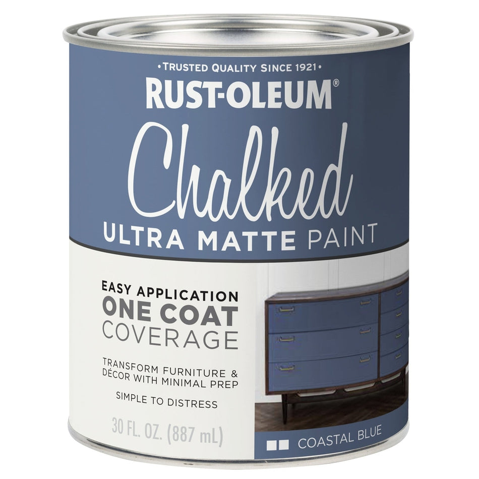 Rust-Oleum Chalked 329207 Ultra Matte Paint, Coastal Blue, 30 fl. oz.
