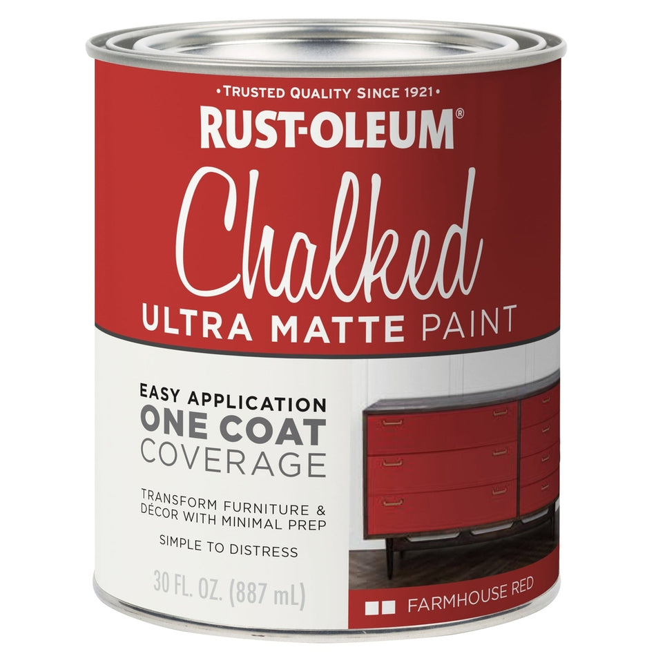 Rust-Oleum Chalked 329211 Ultra Matte Paint, Farmhouse Red, 30 fl. oz.