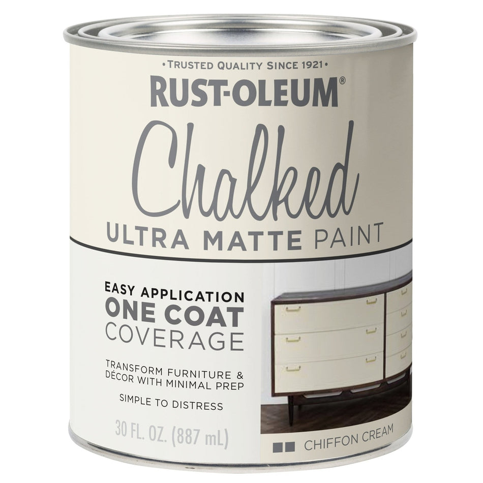 Rust-Oleum Chalked 329598 Ultra Matte Paint, Chiffon Cream, 30 fl. oz.