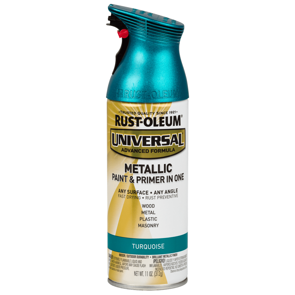 Rust-Oleum Universal 330480 Metallic Paint & Primer In One Spray, Turquoise, 11 oz.